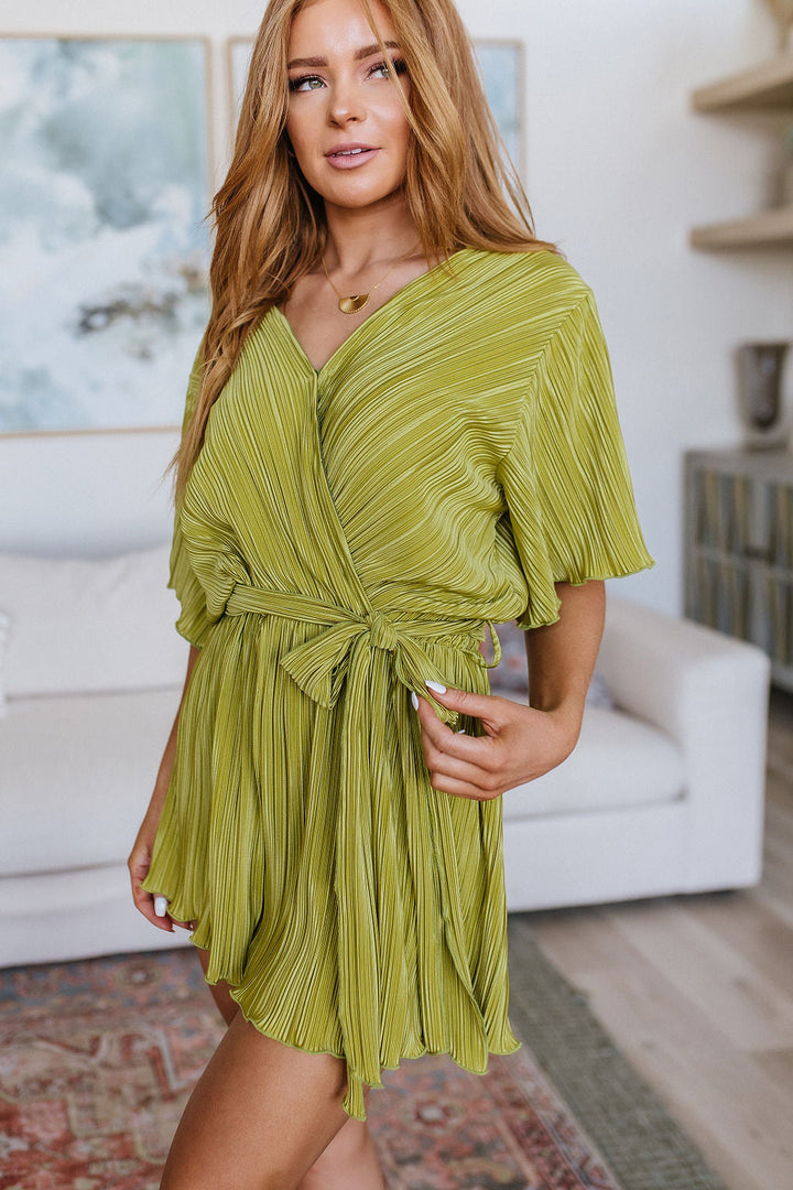 Lovely Life Plisse Romper in Green-Jumpsuits & Rompers-Ave Shops-[option4]-[option5]-[option6]-[option7]-[option8]-Shop-Boutique-Clothing-for-Women-Online