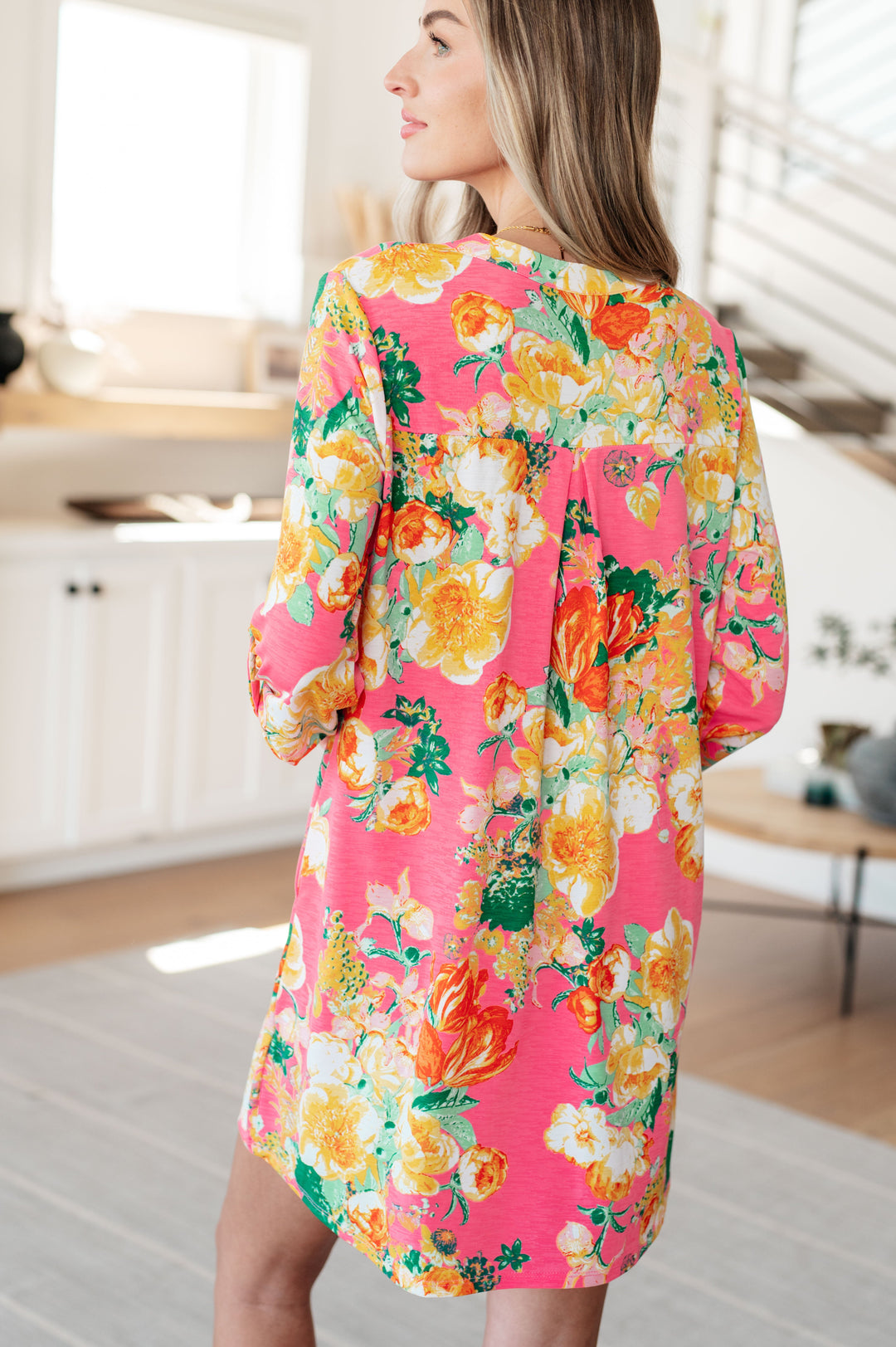 Lizzy Dress in Hot Pink and Yellow Floral-Dresses-Ave Shops-[option4]-[option5]-[option6]-[option7]-[option8]-Shop-Boutique-Clothing-for-Women-Online