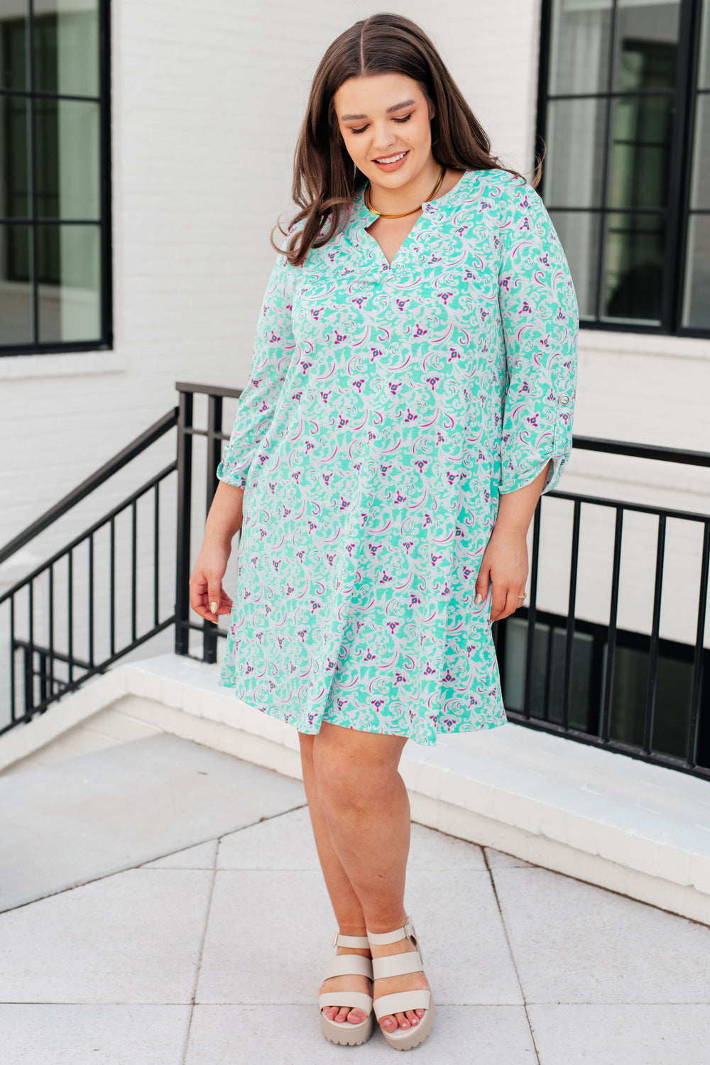 Lizzy Dress in Mint and Magenta-Dresses-Ave Shops-[option4]-[option5]-[option6]-[option7]-[option8]-Shop-Boutique-Clothing-for-Women-Online