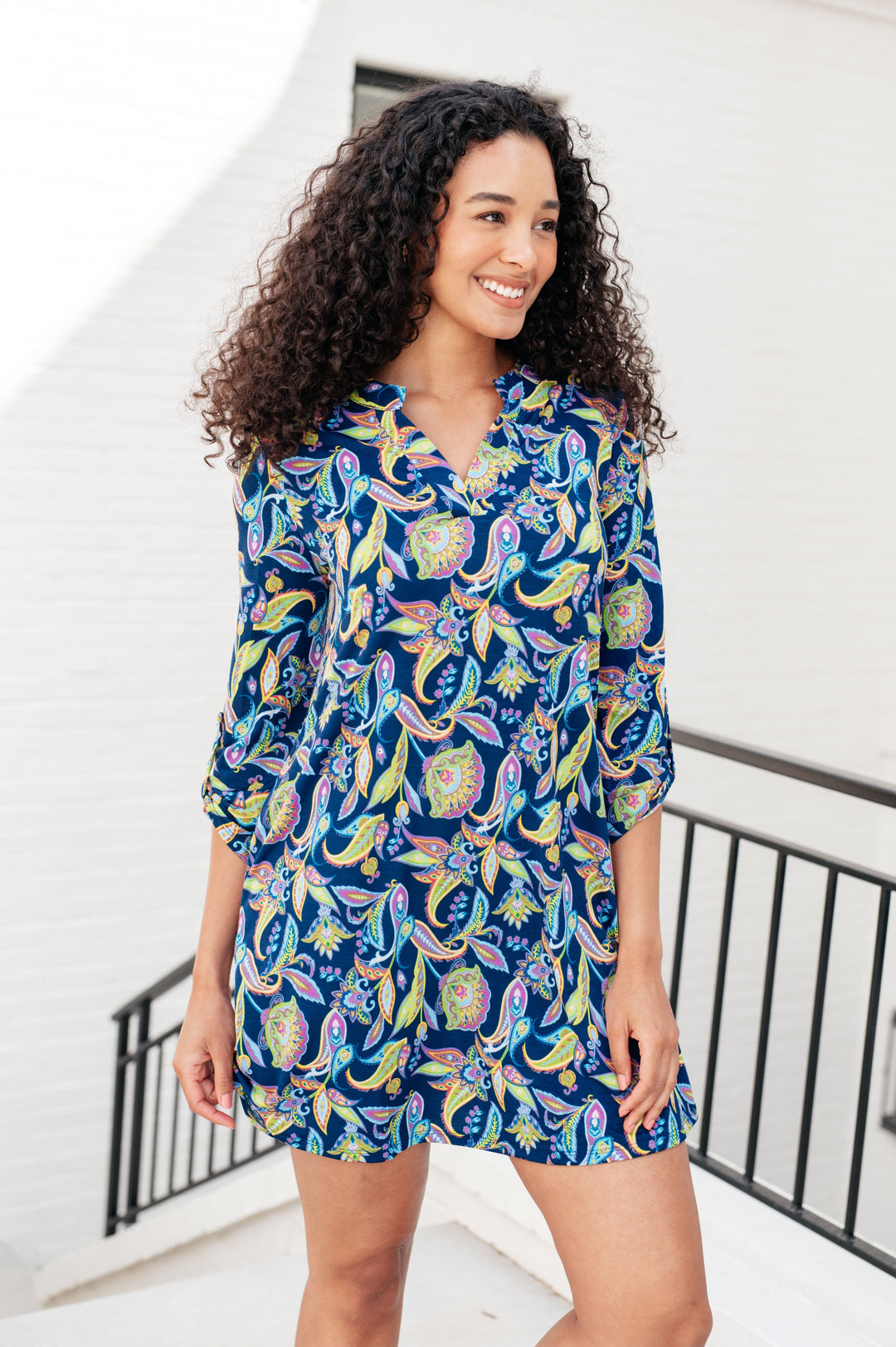 Lizzy Dress in Navy and Bright Paisley Floral-Dresses-Ave Shops-[option4]-[option5]-[option6]-[option7]-[option8]-Shop-Boutique-Clothing-for-Women-Online