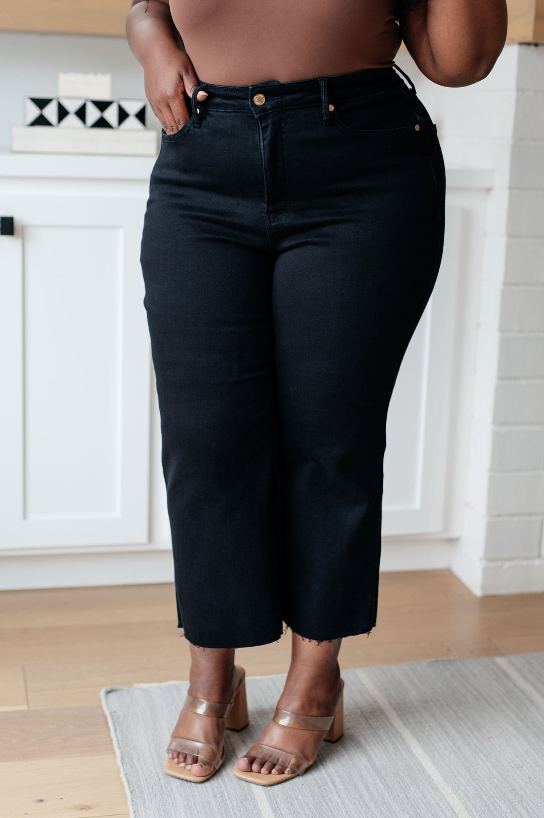 Lizzy High Rise Control Top Wide Leg Crop Jeans in Black-Denim-Ave Shops-[option4]-[option5]-[option6]-[option7]-[option8]-Shop-Boutique-Clothing-for-Women-Online