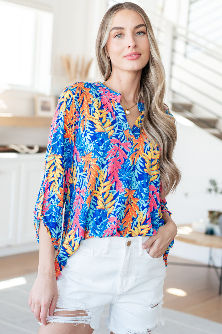 Lizzy Top in Blue and Pink Branches-Tops-Ave Shops-[option4]-[option5]-[option6]-[option7]-[option8]-Shop-Boutique-Clothing-for-Women-Online