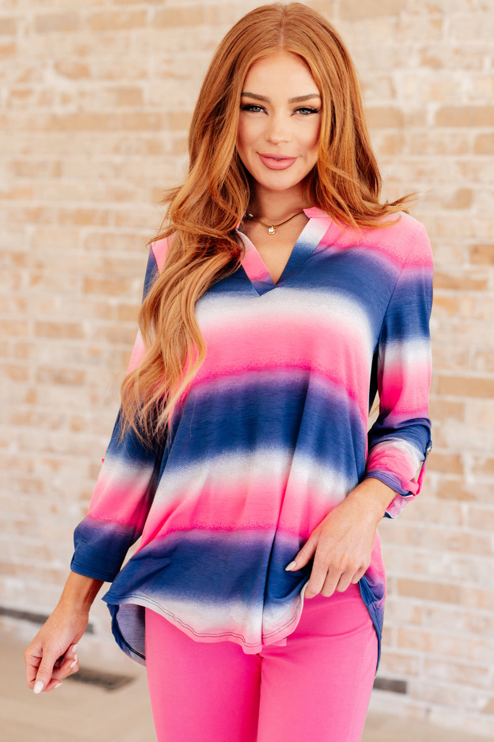 Lizzy Top in Blue and Pink Haze-Tops-Ave Shops-[option4]-[option5]-[option6]-[option7]-[option8]-Shop-Boutique-Clothing-for-Women-Online