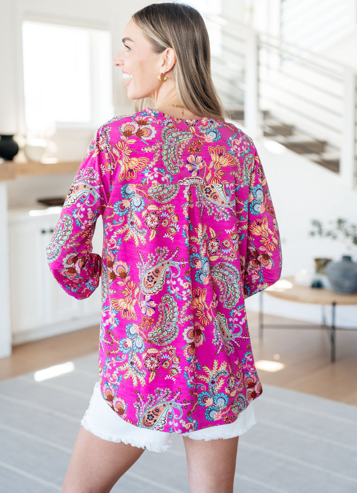 Lizzy Top in Magenta Floral Paisley-Tops-Ave Shops-[option4]-[option5]-[option6]-[option7]-[option8]-Shop-Boutique-Clothing-for-Women-Online