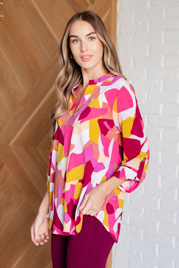 Lizzy Top in Magenta and Mustard Abstract-Tops-Ave Shops-[option4]-[option5]-[option6]-[option7]-[option8]-Shop-Boutique-Clothing-for-Women-Online