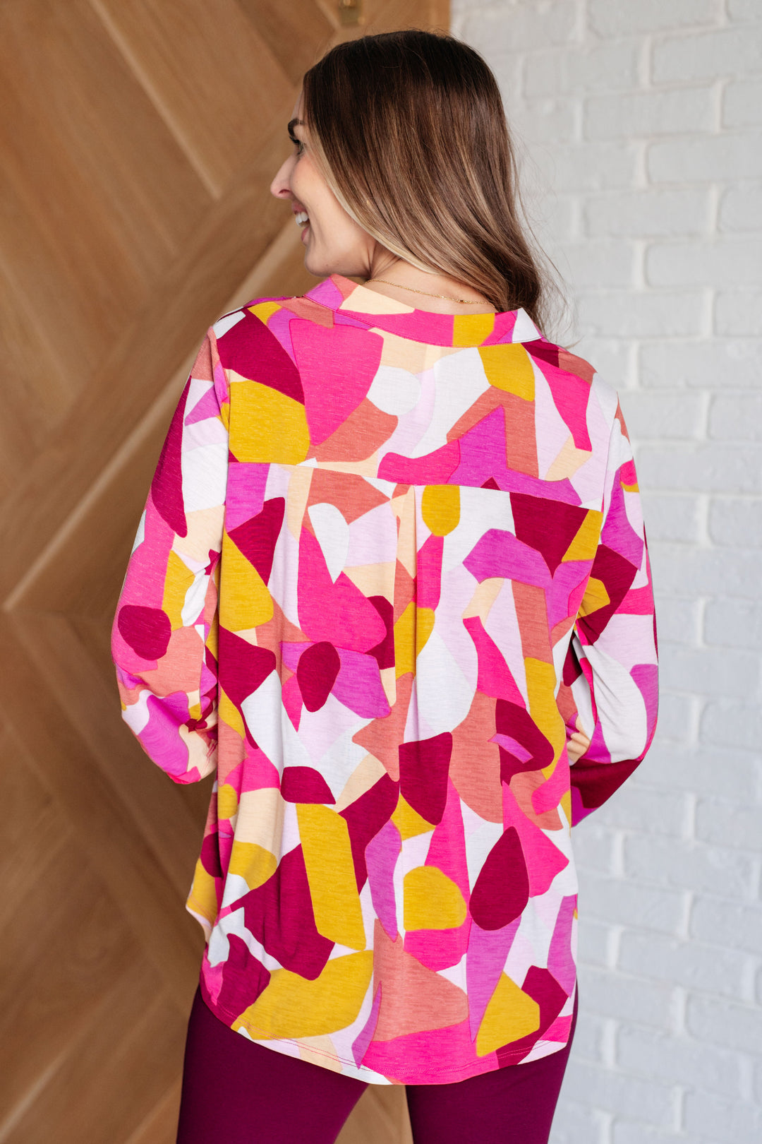 Lizzy Top in Magenta and Mustard Abstract-Tops-Ave Shops-[option4]-[option5]-[option6]-[option7]-[option8]-Shop-Boutique-Clothing-for-Women-Online