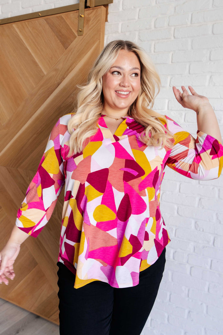 Lizzy Top in Magenta and Mustard Abstract-Tops-Ave Shops-[option4]-[option5]-[option6]-[option7]-[option8]-Shop-Boutique-Clothing-for-Women-Online