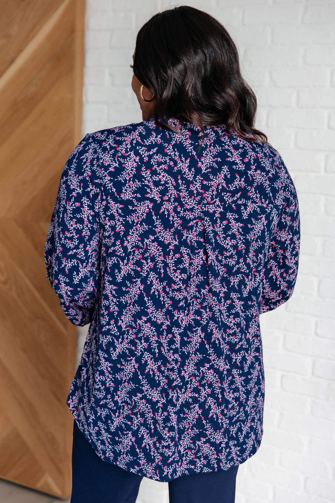 Lizzy Top in Navy and Magenta Petite Floral-Tops-Ave Shops-[option4]-[option5]-[option6]-[option7]-[option8]-Shop-Boutique-Clothing-for-Women-Online