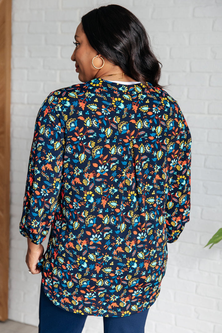 Lizzy Top in Navy and Teal Multi Floral-Tops-Ave Shops-[option4]-[option5]-[option6]-[option7]-[option8]-Shop-Boutique-Clothing-for-Women-Online