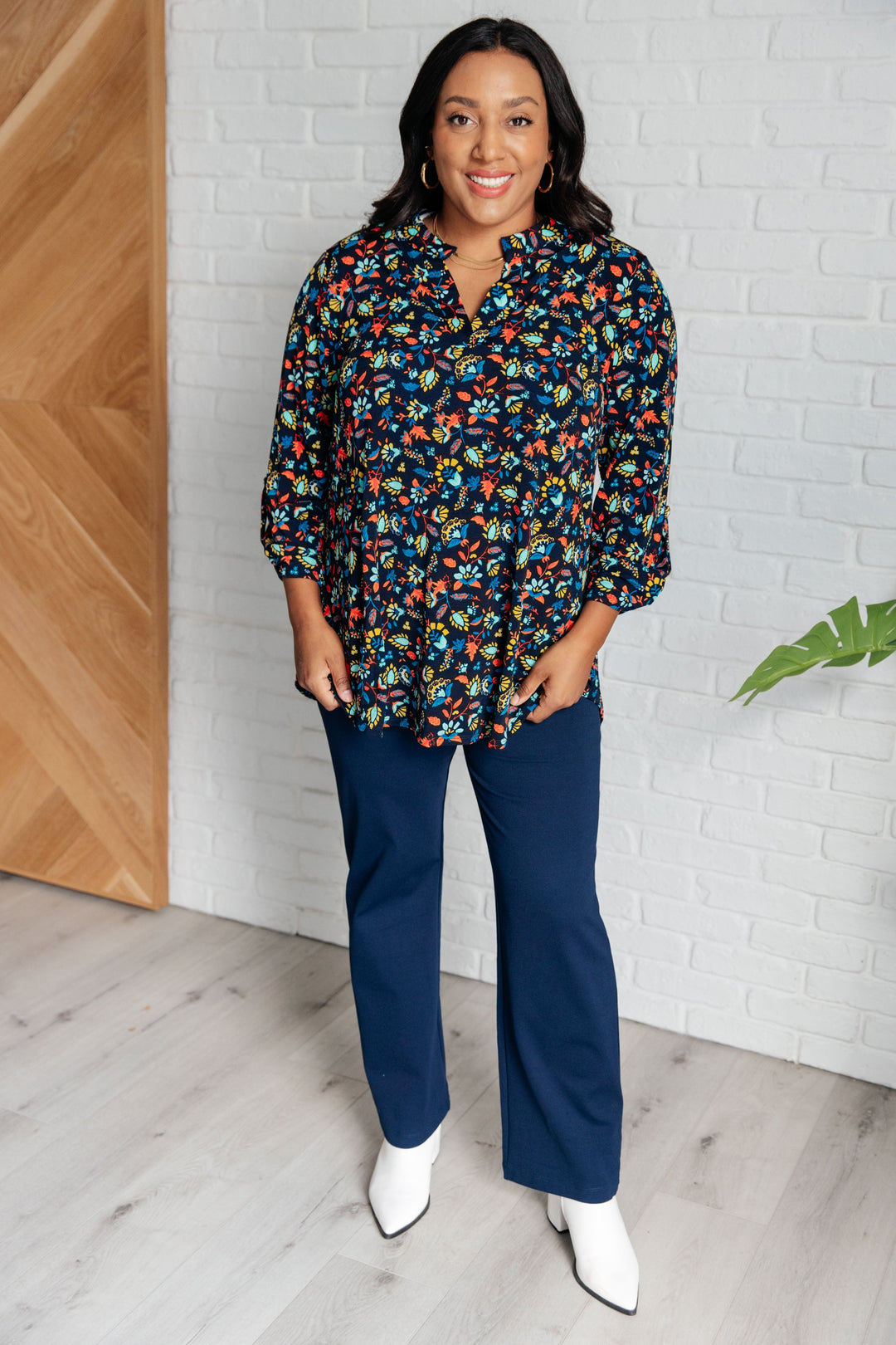 Lizzy Top in Navy and Teal Multi Floral-Tops-Ave Shops-[option4]-[option5]-[option6]-[option7]-[option8]-Shop-Boutique-Clothing-for-Women-Online