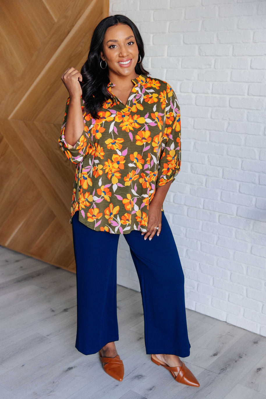 Lizzy Top in Olive and Mustard Floral-Tops-Ave Shops-[option4]-[option5]-[option6]-[option7]-[option8]-Shop-Boutique-Clothing-for-Women-Online