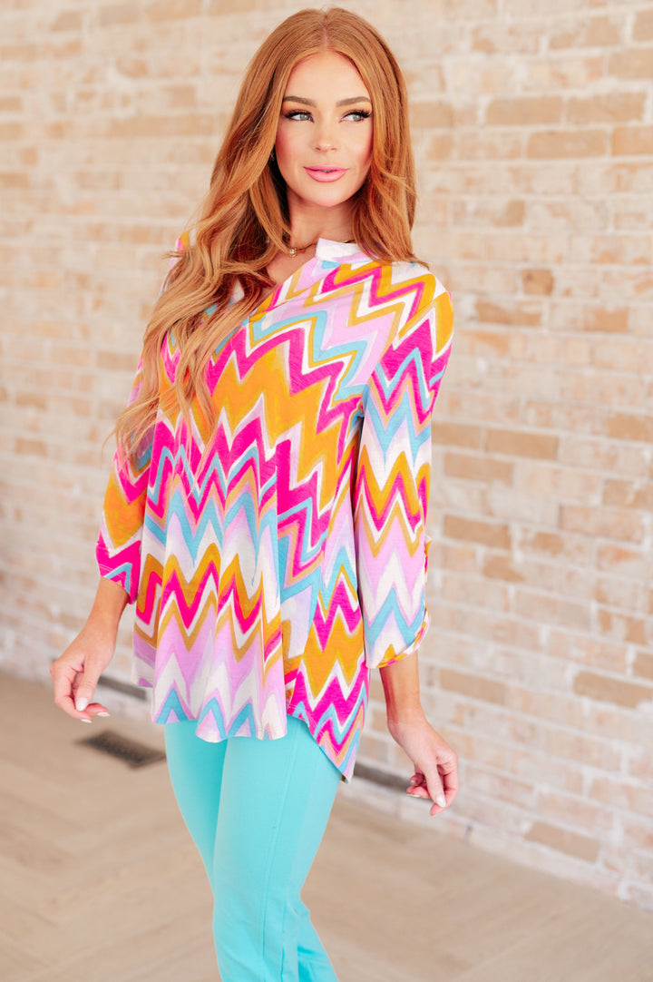 Lizzy Top in Orange Multi Chevron-Tops-Ave Shops-[option4]-[option5]-[option6]-[option7]-[option8]-Shop-Boutique-Clothing-for-Women-Online