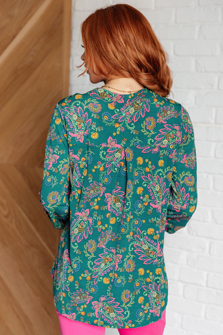 Lizzy Top in Teal and Purple Floral Paisley-Tops-Ave Shops-[option4]-[option5]-[option6]-[option7]-[option8]-Shop-Boutique-Clothing-for-Women-Online