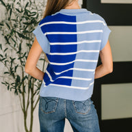 Lonely Traveler Striped Quarter Zip Vest in Blue-Womens-Ave Shops-[option4]-[option5]-[option6]-[option7]-[option8]-Shop-Boutique-Clothing-for-Women-Online