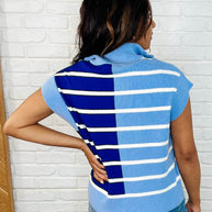 Lonely Traveler Striped Quarter Zip Vest in Blue-Womens-Ave Shops-[option4]-[option5]-[option6]-[option7]-[option8]-Shop-Boutique-Clothing-for-Women-Online