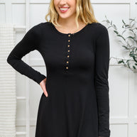 Long Sleeve Button Down Dress In Black-Womens-Ave Shops-[option4]-[option5]-[option6]-[option7]-[option8]-Shop-Boutique-Clothing-for-Women-Online