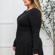 Long Sleeve Button Down Dress In Black-Womens-Ave Shops-[option4]-[option5]-[option6]-[option7]-[option8]-Shop-Boutique-Clothing-for-Women-Online