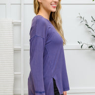 Long Sleeve Knit Top With Pocket In Denim Blue-Womens-Ave Shops-[option4]-[option5]-[option6]-[option7]-[option8]-Shop-Boutique-Clothing-for-Women-Online