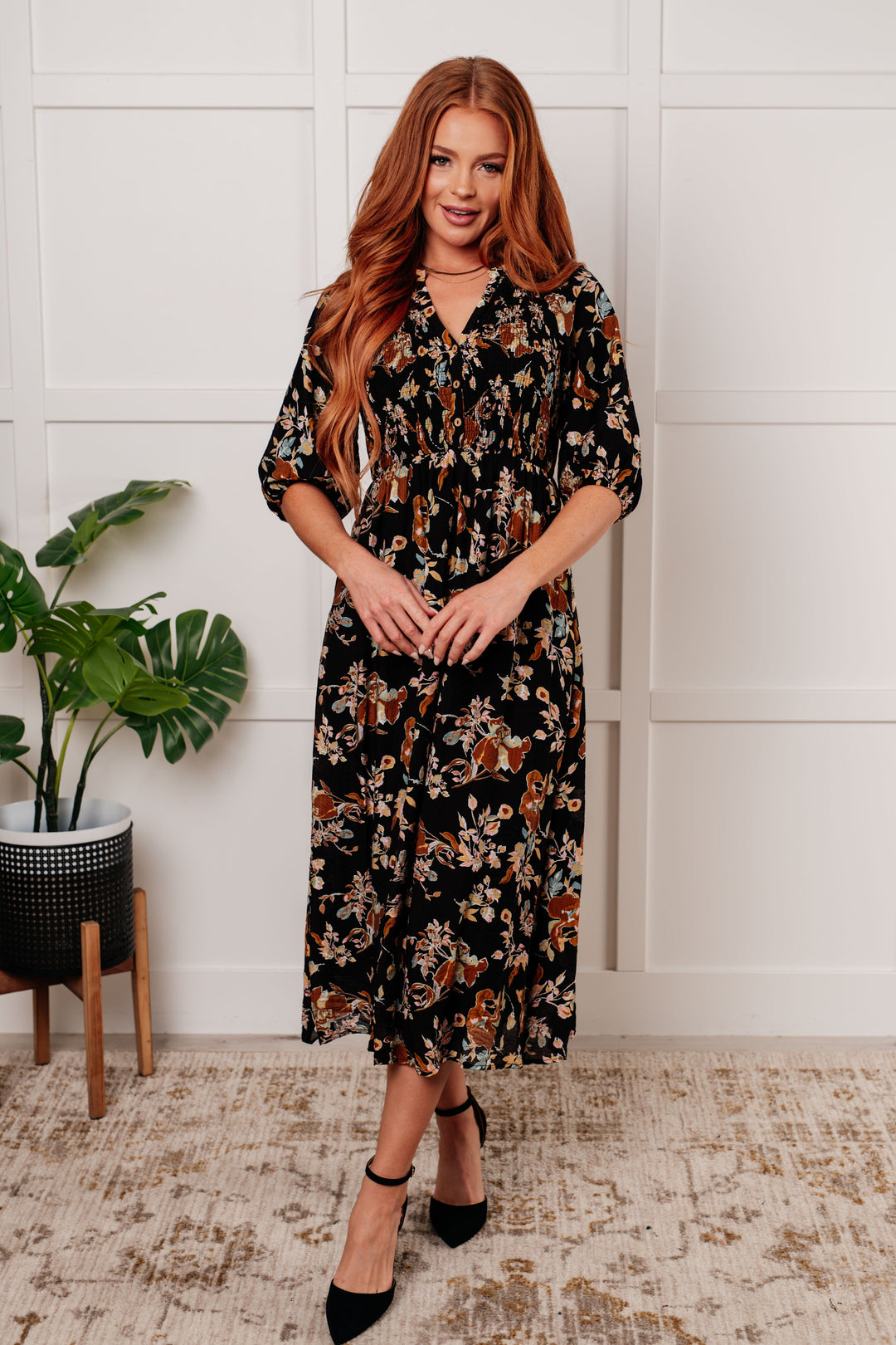 Look My Way Smocked Bodice Button Down Dress-Dresses-Ave Shops-[option4]-[option5]-[option6]-[option7]-[option8]-Shop-Boutique-Clothing-for-Women-Online