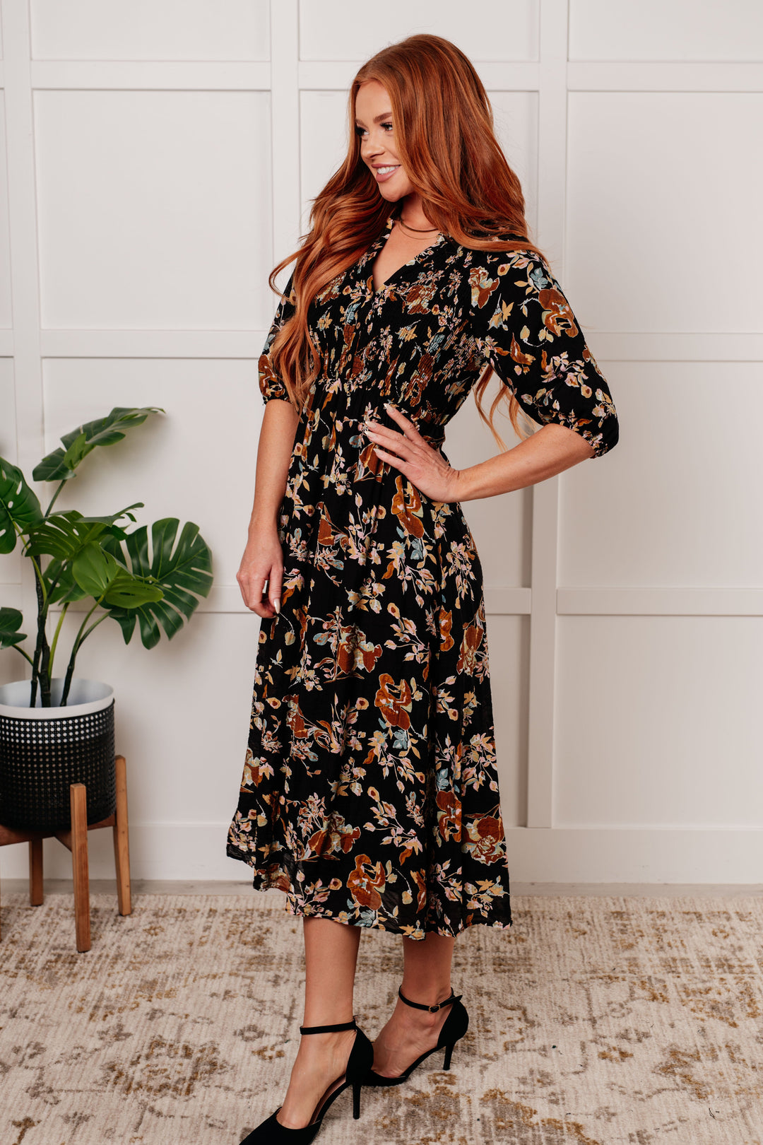 Look My Way Smocked Bodice Button Down Dress-Dresses-Ave Shops-[option4]-[option5]-[option6]-[option7]-[option8]-Shop-Boutique-Clothing-for-Women-Online