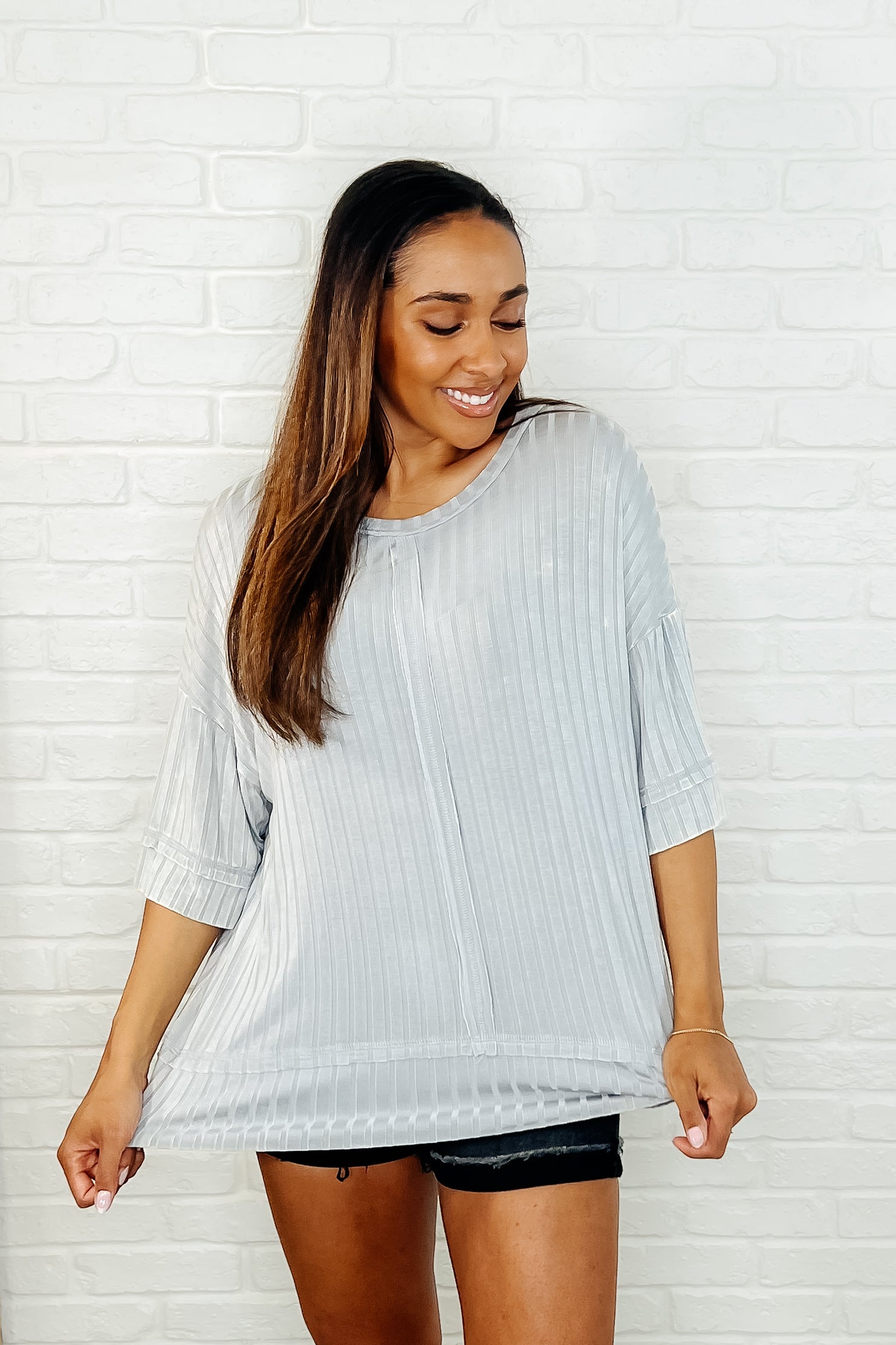 Zenana Loosely Speaking Oversized Basic Top in Lt Grey-Womens-Ave Shops-[option4]-[option5]-[option6]-[option7]-[option8]-Shop-Boutique-Clothing-for-Women-Online