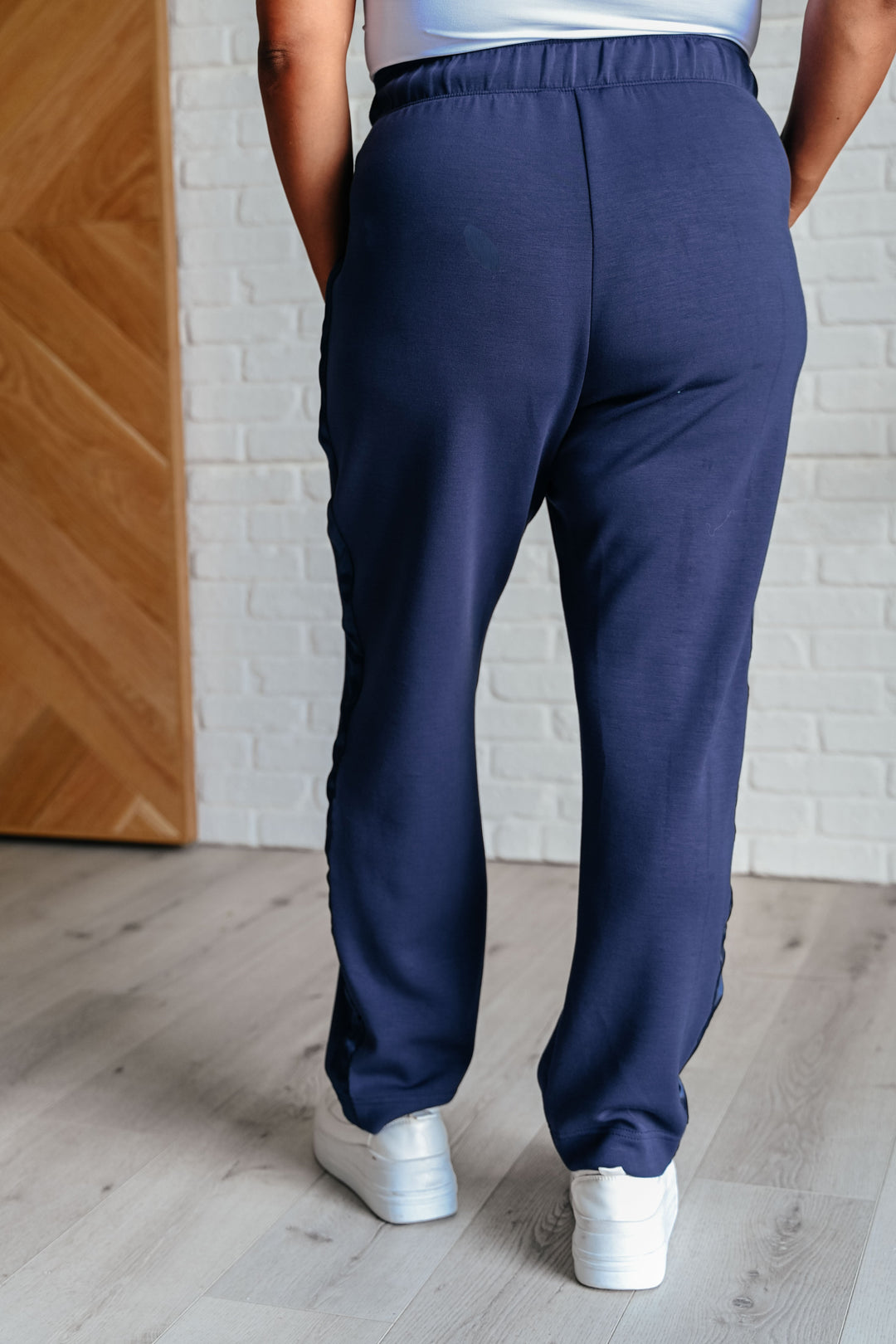 Rae Mode Lysa Satin Stripe Lounge Pants in Smoky Navy-Athleisure-Ave Shops-[option4]-[option5]-[option6]-[option7]-[option8]-Shop-Boutique-Clothing-for-Women-Online