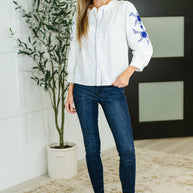 PREORDER: Machine Embroidered Details Ruffle Neck Blouse-Womens-Ave Shops-[option4]-[option5]-[option6]-[option7]-[option8]-Shop-Boutique-Clothing-for-Women-Online