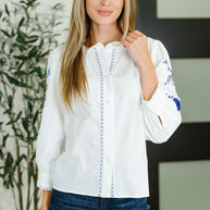 PREORDER: Machine Embroidered Details Ruffle Neck Blouse-Womens-Ave Shops-[option4]-[option5]-[option6]-[option7]-[option8]-Shop-Boutique-Clothing-for-Women-Online