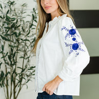 PREORDER: Machine Embroidered Details Ruffle Neck Blouse-Womens-Ave Shops-[option4]-[option5]-[option6]-[option7]-[option8]-Shop-Boutique-Clothing-for-Women-Online
