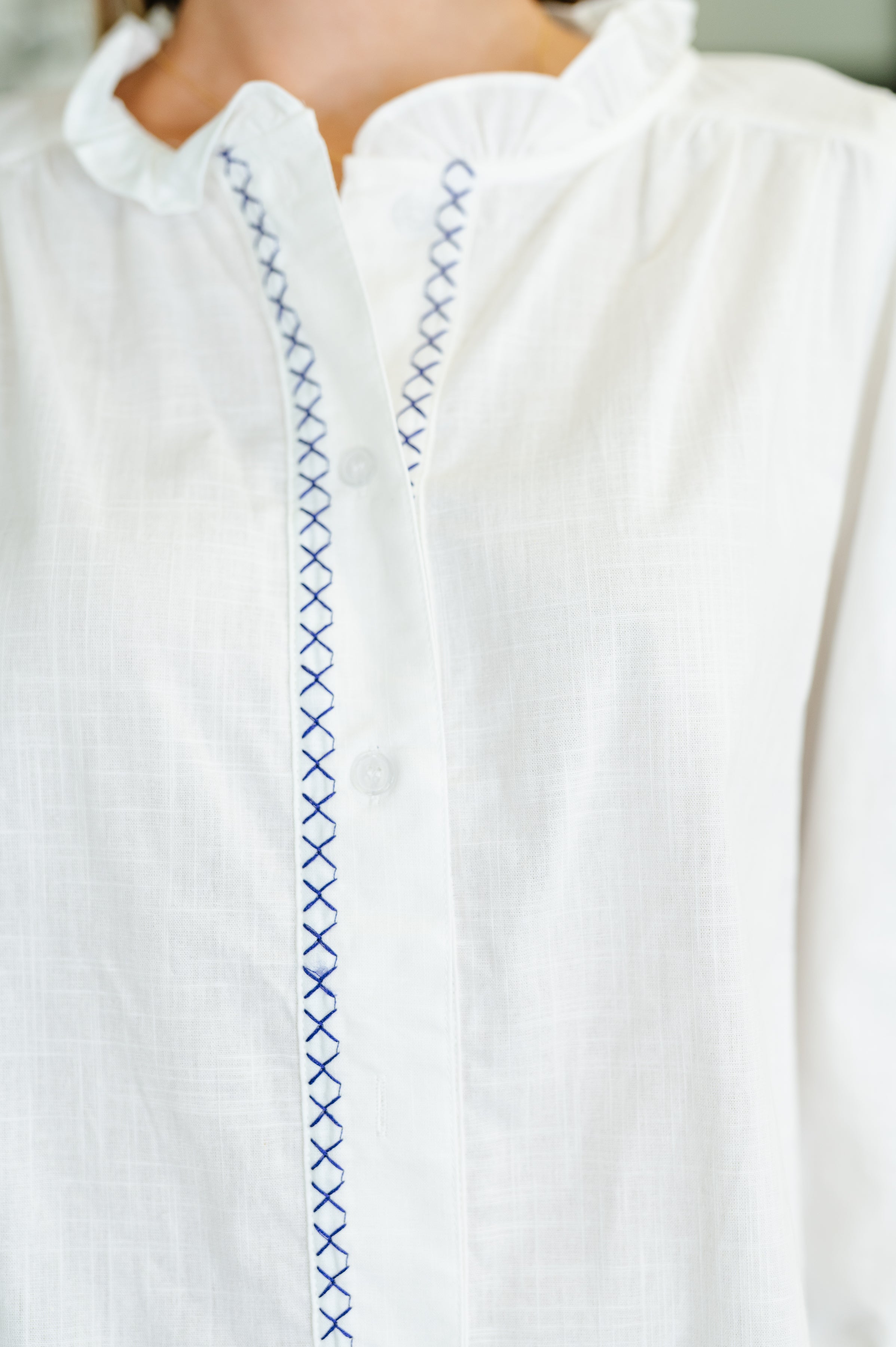 PREORDER: Machine Embroidered Details Ruffle Neck Blouse-Womens-Ave Shops-[option4]-[option5]-[option6]-[option7]-[option8]-Shop-Boutique-Clothing-for-Women-Online