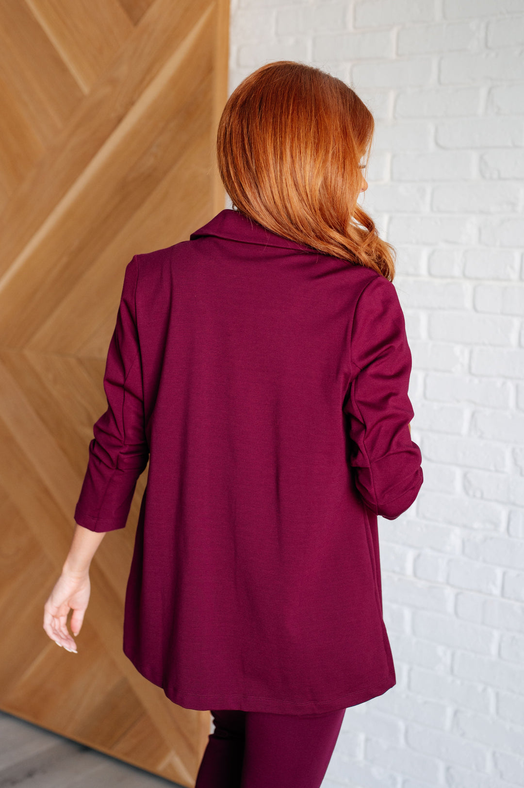 Magic 3/4 Blazer in Wine-Layers-Ave Shops-[option4]-[option5]-[option6]-[option7]-[option8]-Shop-Boutique-Clothing-for-Women-Online