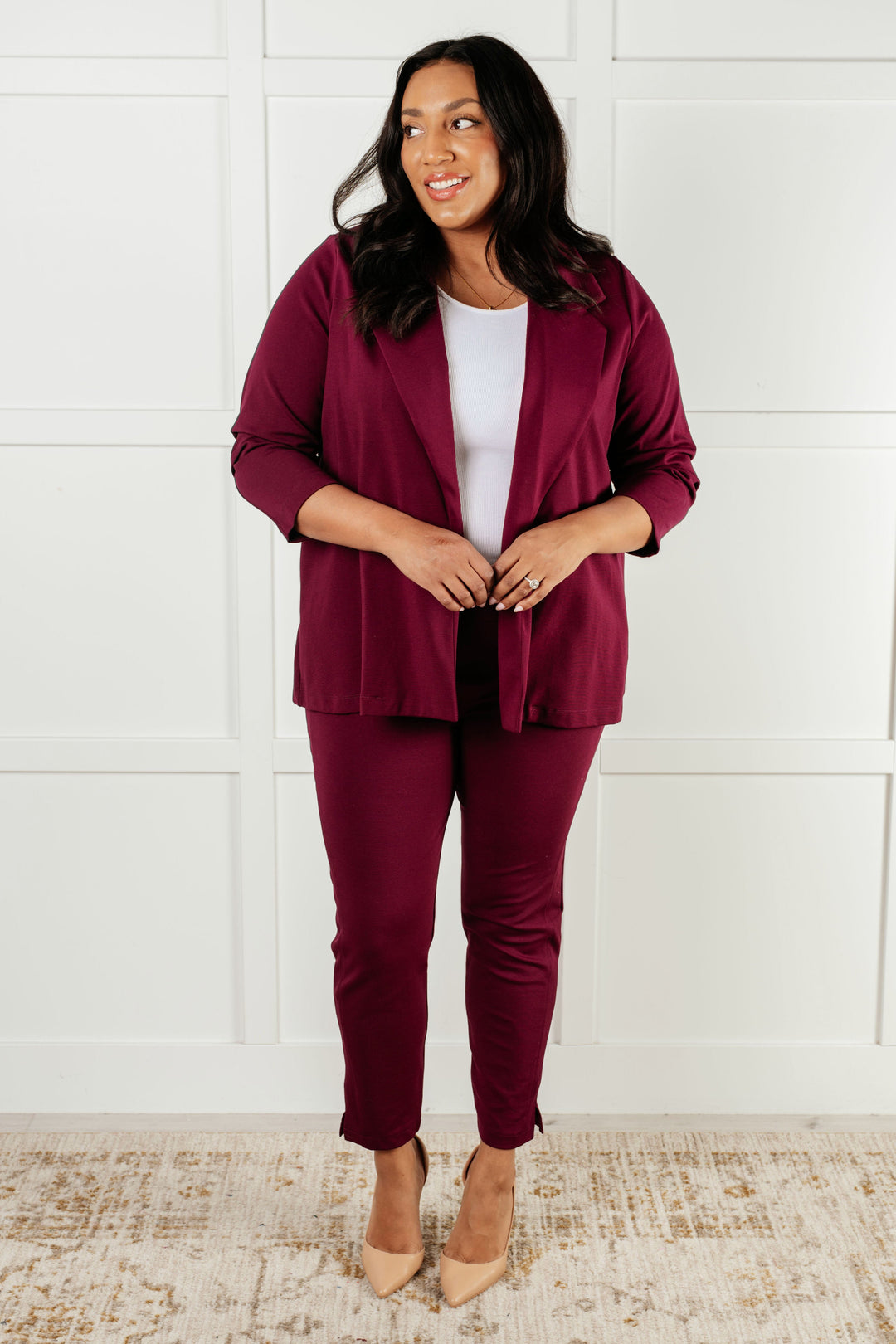 Magic 3/4 Blazer in Wine-Layers-Ave Shops-[option4]-[option5]-[option6]-[option7]-[option8]-Shop-Boutique-Clothing-for-Women-Online