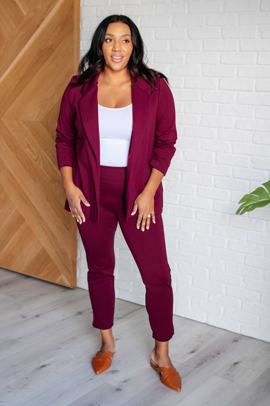 Magic 3/4 Blazer in Wine-Layers-Ave Shops-[option4]-[option5]-[option6]-[option7]-[option8]-Shop-Boutique-Clothing-for-Women-Online