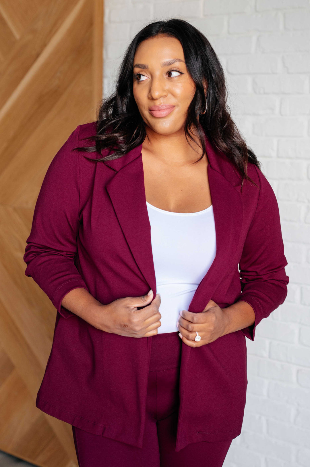 Magic 3/4 Blazer in Wine-Layers-Ave Shops-[option4]-[option5]-[option6]-[option7]-[option8]-Shop-Boutique-Clothing-for-Women-Online