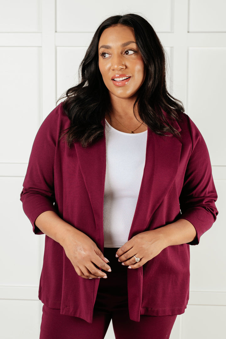 Magic 3/4 Blazer in Wine-Layers-Ave Shops-[option4]-[option5]-[option6]-[option7]-[option8]-Shop-Boutique-Clothing-for-Women-Online