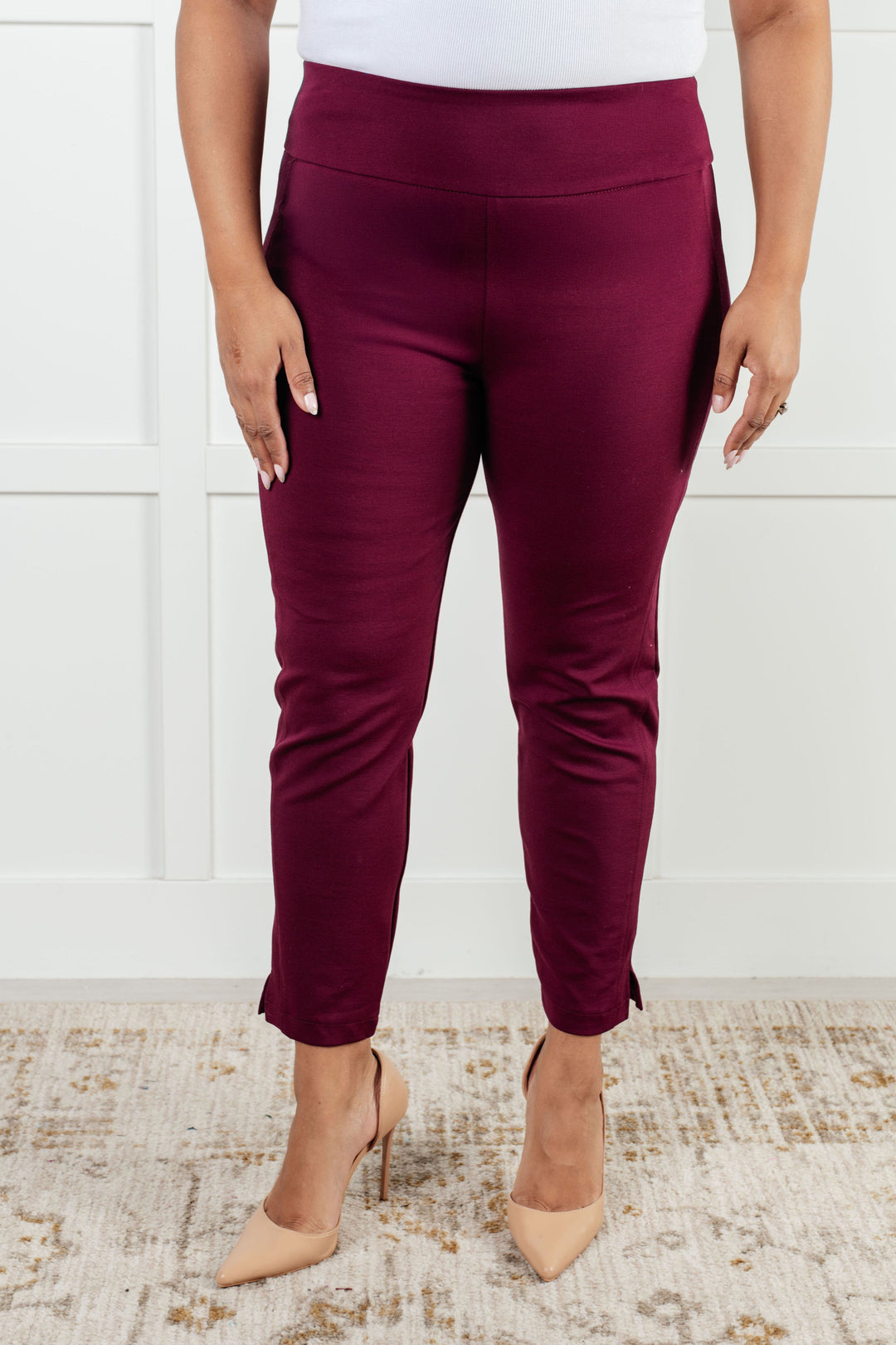 Magic Ankle Crop Skinny Pants in Wine-Bottoms-Ave Shops-[option4]-[option5]-[option6]-[option7]-[option8]-Shop-Boutique-Clothing-for-Women-Online