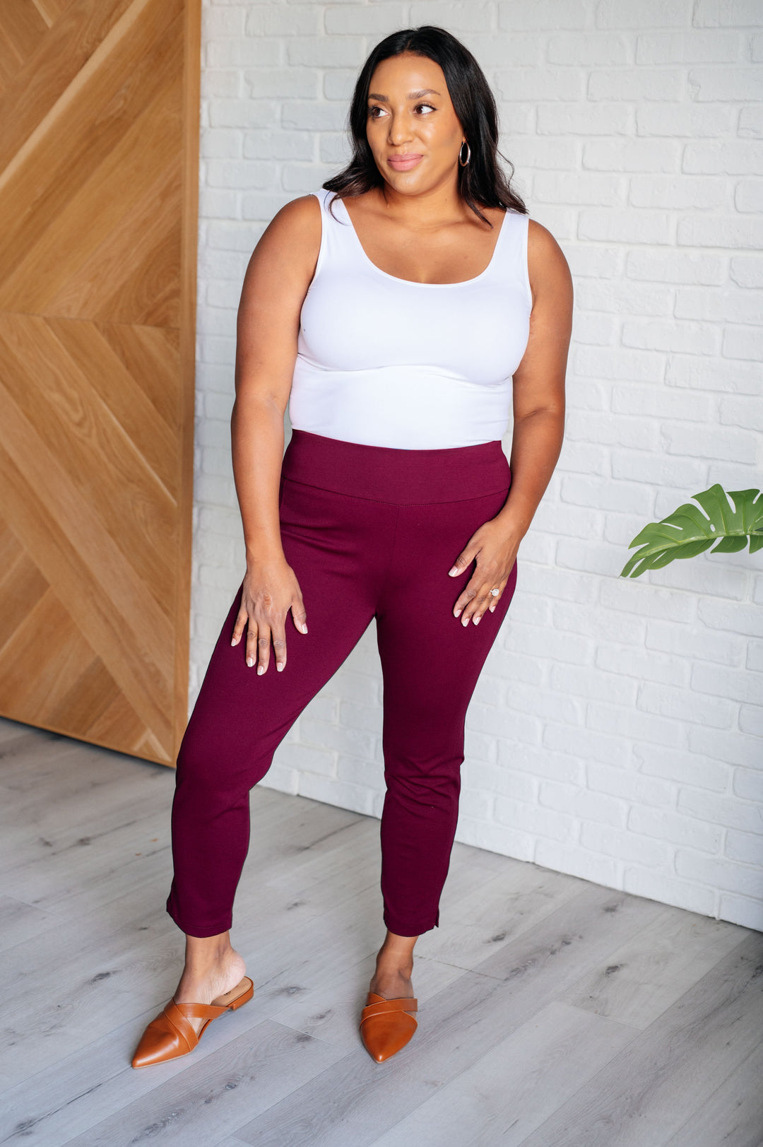 Magic Ankle Crop Skinny Pants in Wine-Bottoms-Ave Shops-[option4]-[option5]-[option6]-[option7]-[option8]-Shop-Boutique-Clothing-for-Women-Online