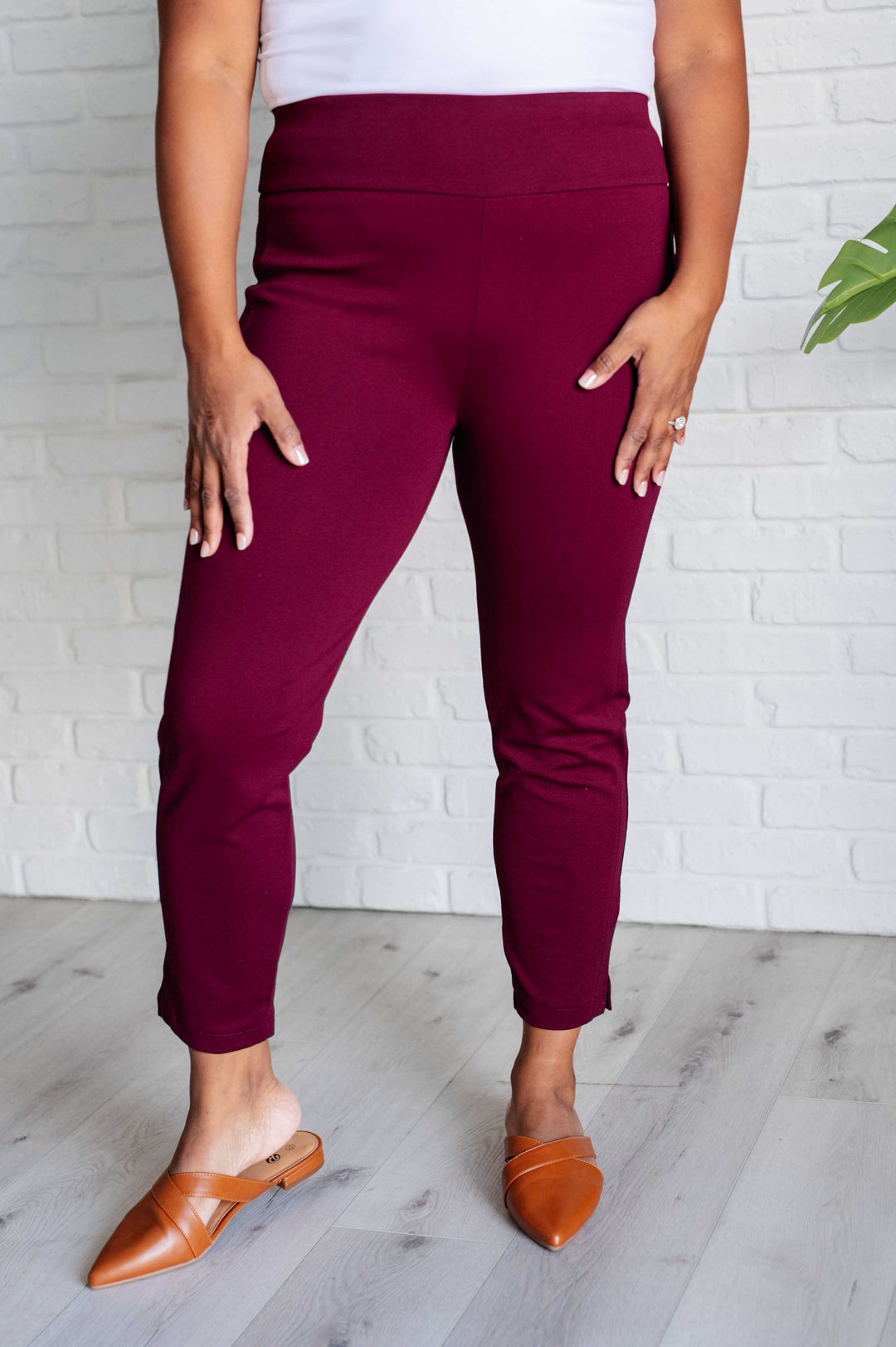 Magic Ankle Crop Skinny Pants in Wine-Bottoms-Ave Shops-[option4]-[option5]-[option6]-[option7]-[option8]-Shop-Boutique-Clothing-for-Women-Online