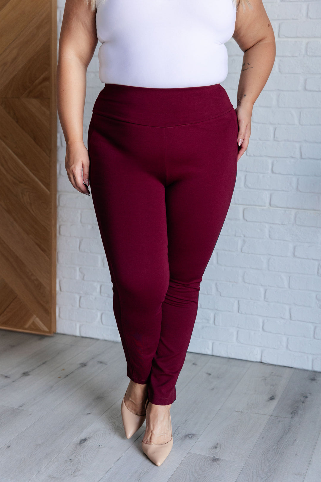 Magic Skinny 28" Pants in Wine-Bottoms-Ave Shops-[option4]-[option5]-[option6]-[option7]-[option8]-Shop-Boutique-Clothing-for-Women-Online