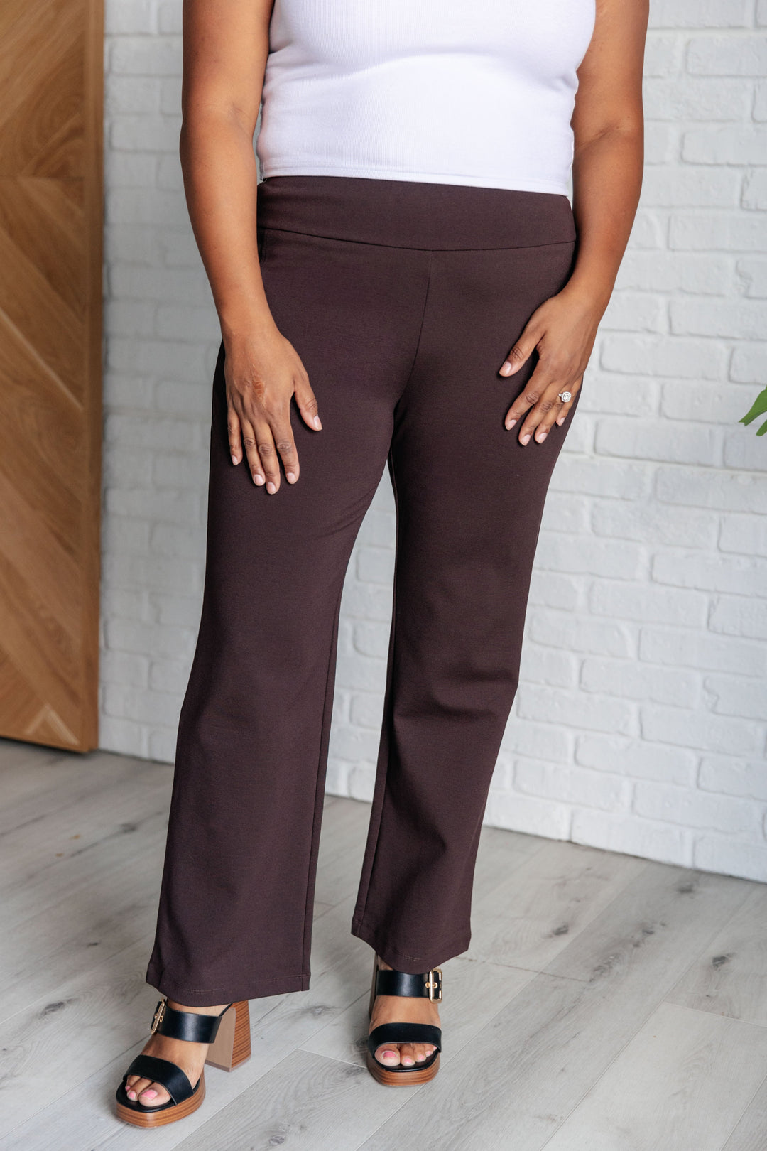 Magic Straight Pants in Chocolate-Bottoms-Ave Shops-[option4]-[option5]-[option6]-[option7]-[option8]-Shop-Boutique-Clothing-for-Women-Online