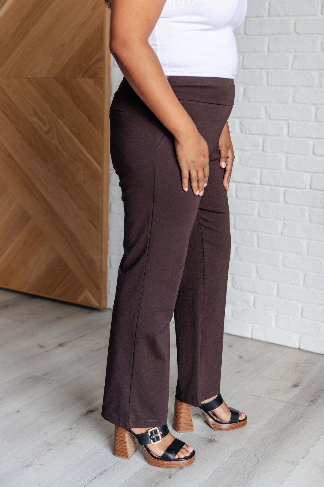 Magic Straight Pants in Chocolate-Bottoms-Ave Shops-[option4]-[option5]-[option6]-[option7]-[option8]-Shop-Boutique-Clothing-for-Women-Online