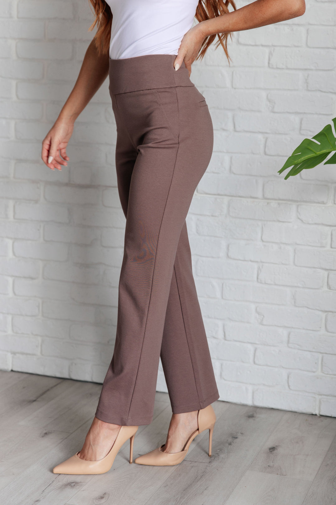 Magic Straight Pants in Dark Mocha-Bottoms-Ave Shops-[option4]-[option5]-[option6]-[option7]-[option8]-Shop-Boutique-Clothing-for-Women-Online