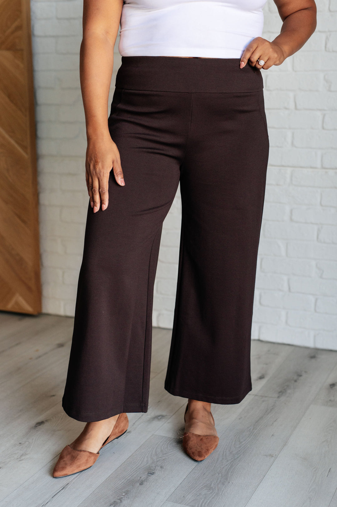 Magic Wide Leg Crop Pants in Chocolate-Bottoms-Ave Shops-[option4]-[option5]-[option6]-[option7]-[option8]-Shop-Boutique-Clothing-for-Women-Online