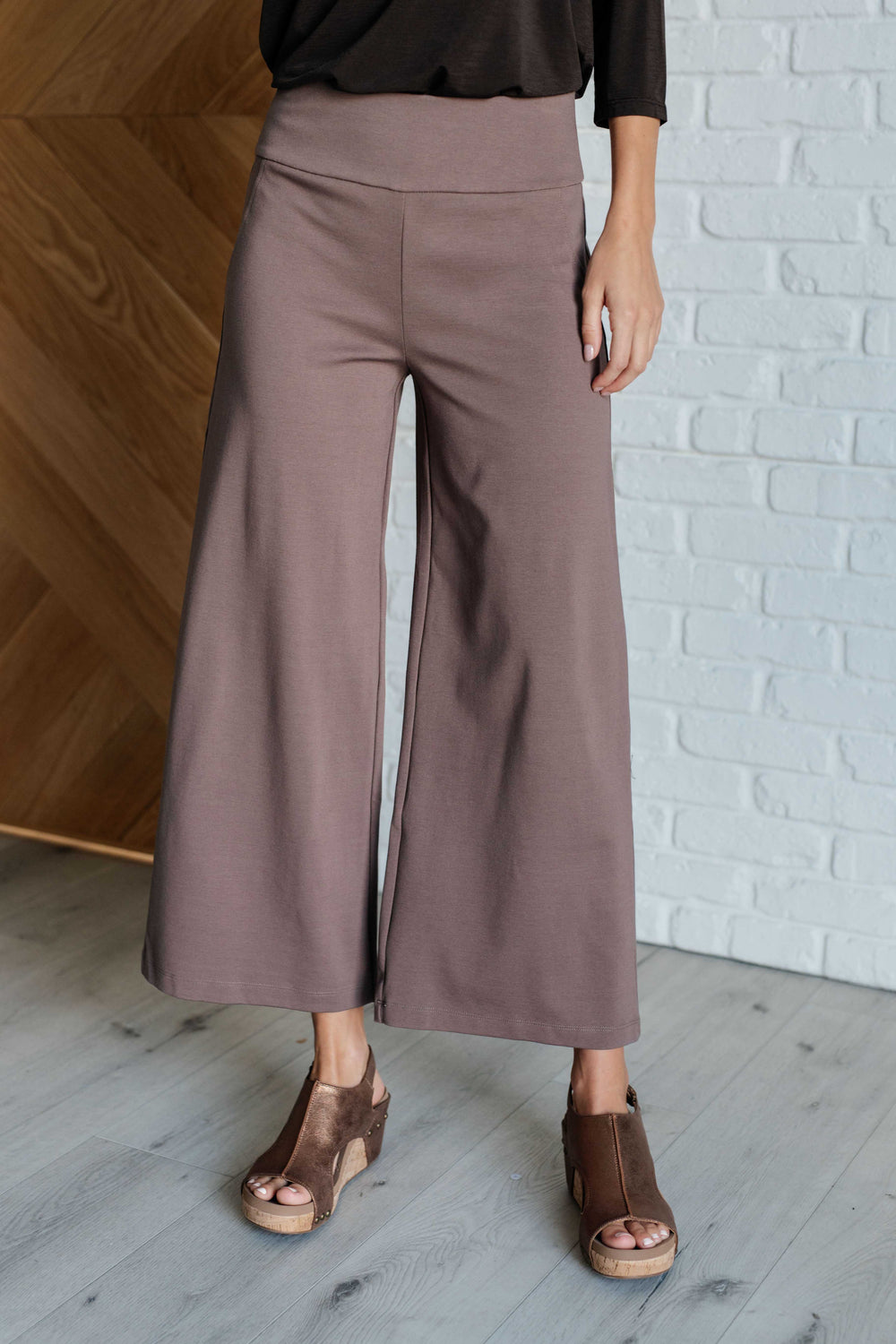 Magic Wide Leg Crop Pants in Dark Mocha-Bottoms-Ave Shops-[option4]-[option5]-[option6]-[option7]-[option8]-Shop-Boutique-Clothing-for-Women-Online