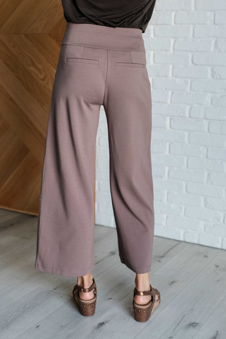 Magic Wide Leg Crop Pants in Dark Mocha-Bottoms-Ave Shops-[option4]-[option5]-[option6]-[option7]-[option8]-Shop-Boutique-Clothing-for-Women-Online