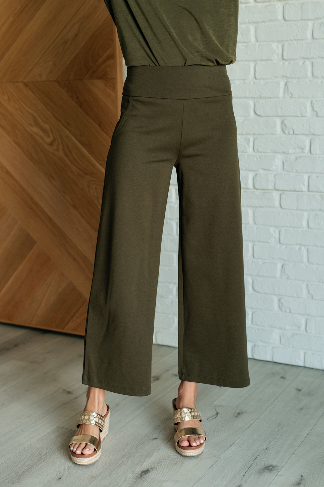 Magic Wide Leg Crop Pants in Olive-Bottoms-Ave Shops-[option4]-[option5]-[option6]-[option7]-[option8]-Shop-Boutique-Clothing-for-Women-Online