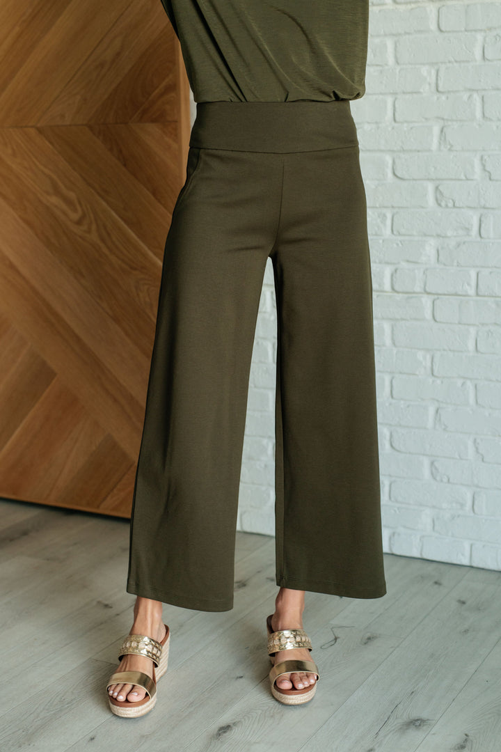 Magic Wide Leg Crop Pants in Olive-Bottoms-Ave Shops-[option4]-[option5]-[option6]-[option7]-[option8]-Shop-Boutique-Clothing-for-Women-Online