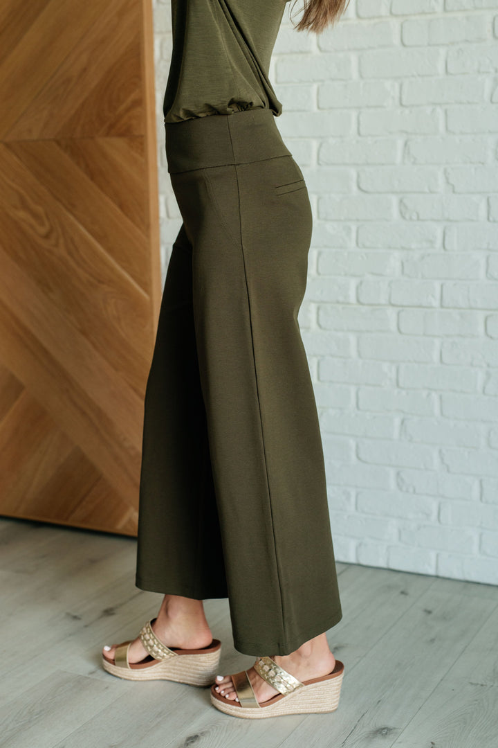 Magic Wide Leg Crop Pants in Olive-Bottoms-Ave Shops-[option4]-[option5]-[option6]-[option7]-[option8]-Shop-Boutique-Clothing-for-Women-Online