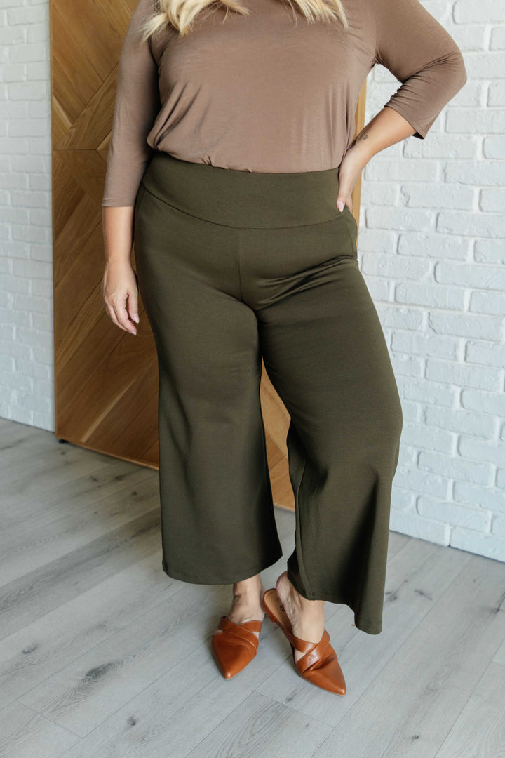 Magic Wide Leg Crop Pants in Olive-Bottoms-Ave Shops-[option4]-[option5]-[option6]-[option7]-[option8]-Shop-Boutique-Clothing-for-Women-Online