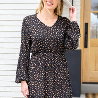 Make Your Happiness Long Sleeve Dress in Black-Womens-Ave Shops-[option4]-[option5]-[option6]-[option7]-[option8]-Shop-Boutique-Clothing-for-Women-Online